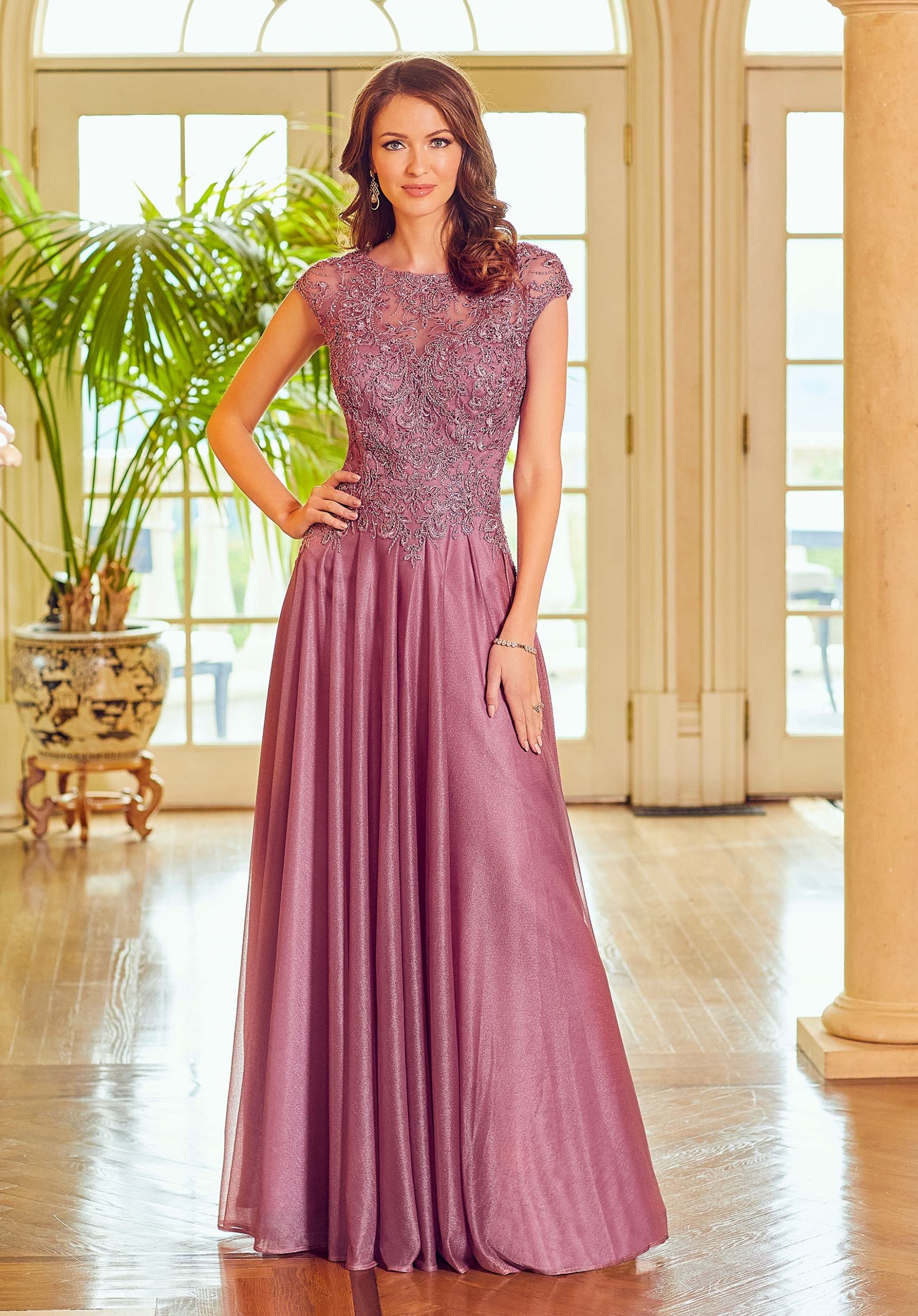 Novias Bridal | Beaded Metallic Crepe Evening Gown Mother of the Bride Dress Novias Bridal | Beaded Metallic Crepe Evening Gown Mother of the Bride Dress