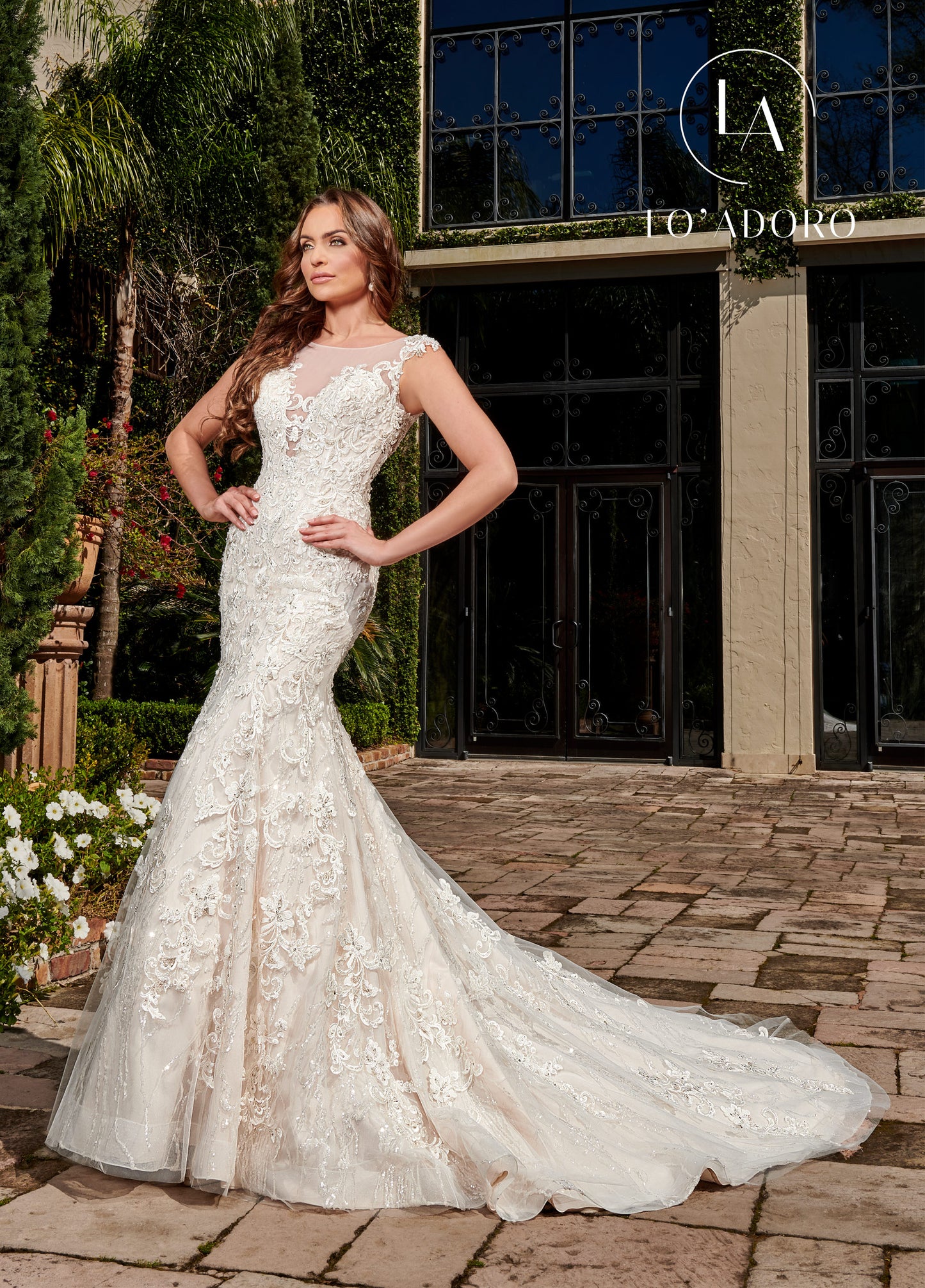 Neck Mermaid Lo' Adoro Bridal In Ivory Champagne Color Rachel Allan