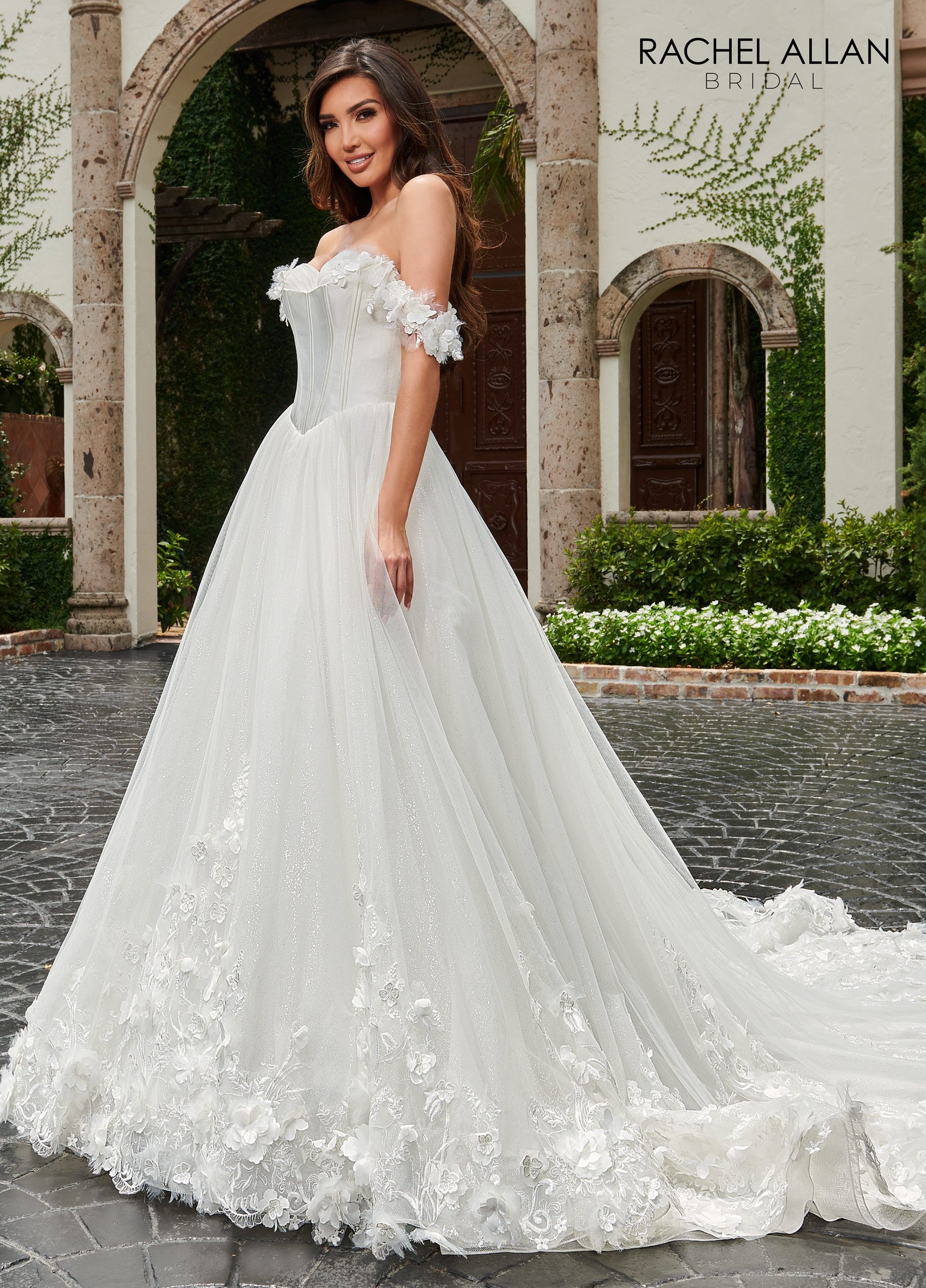 Detachable Off The Shoulder Ball Gown Wedding Dress With Corset