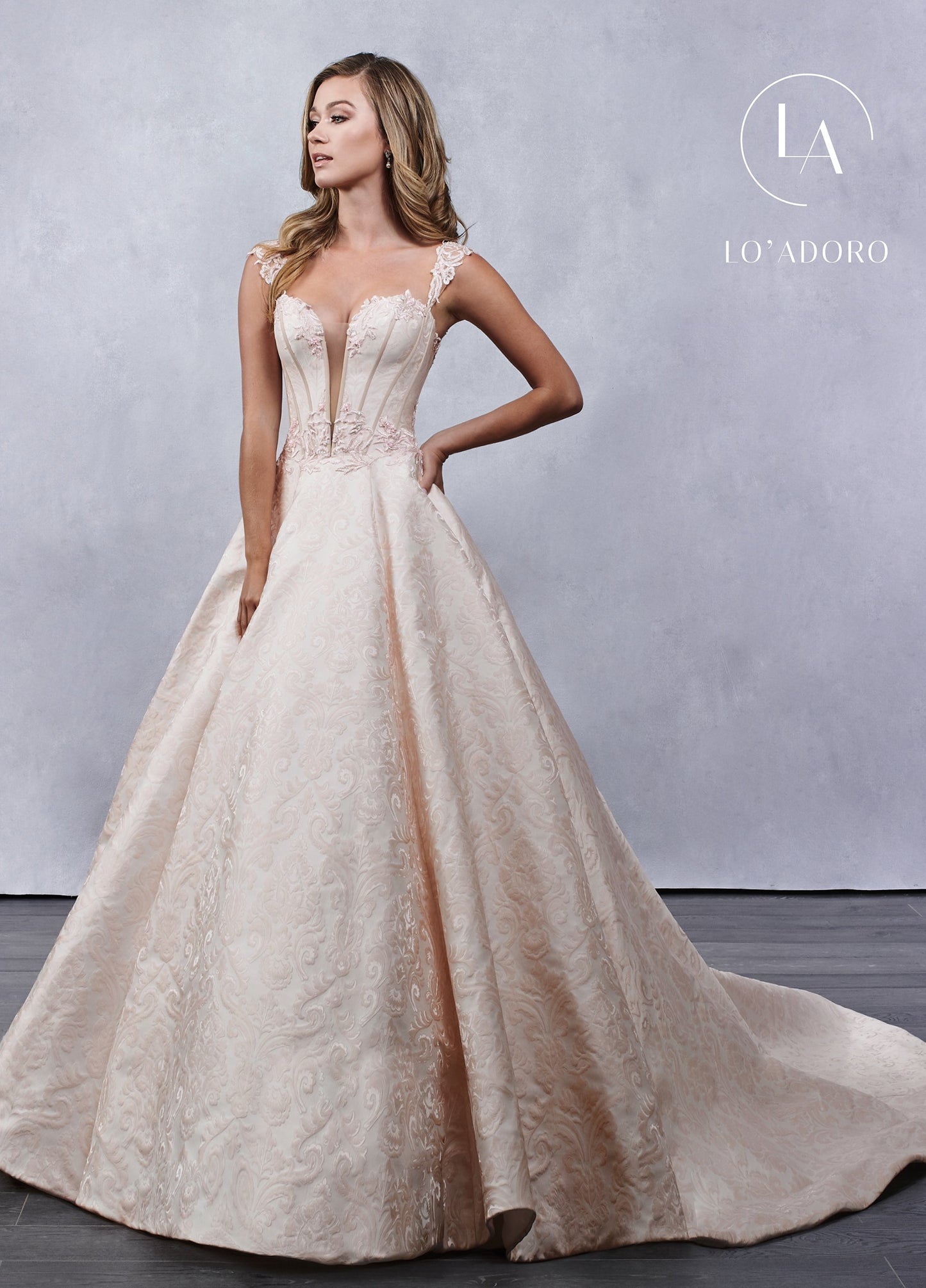 Heart A-line Lo' Adoro Bridal In Blush Nude Color Rachel Allan