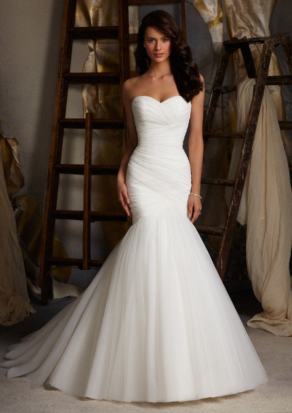 Asymmetrically Draped Net Morilee Bridal Morilee