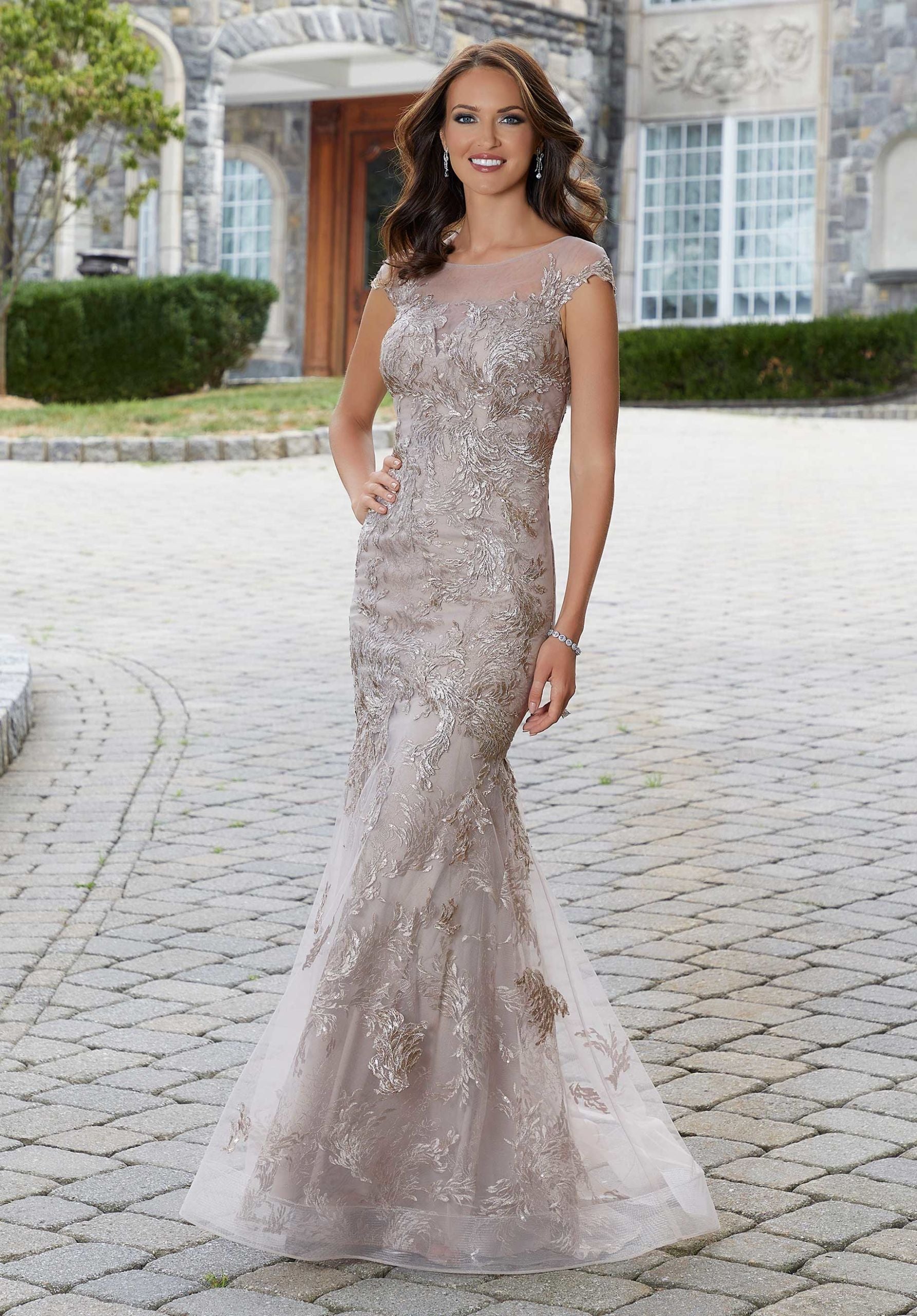 Novias Bridal | Sequined Lace Mermaid Evening Gown Mother of the Bride Dress