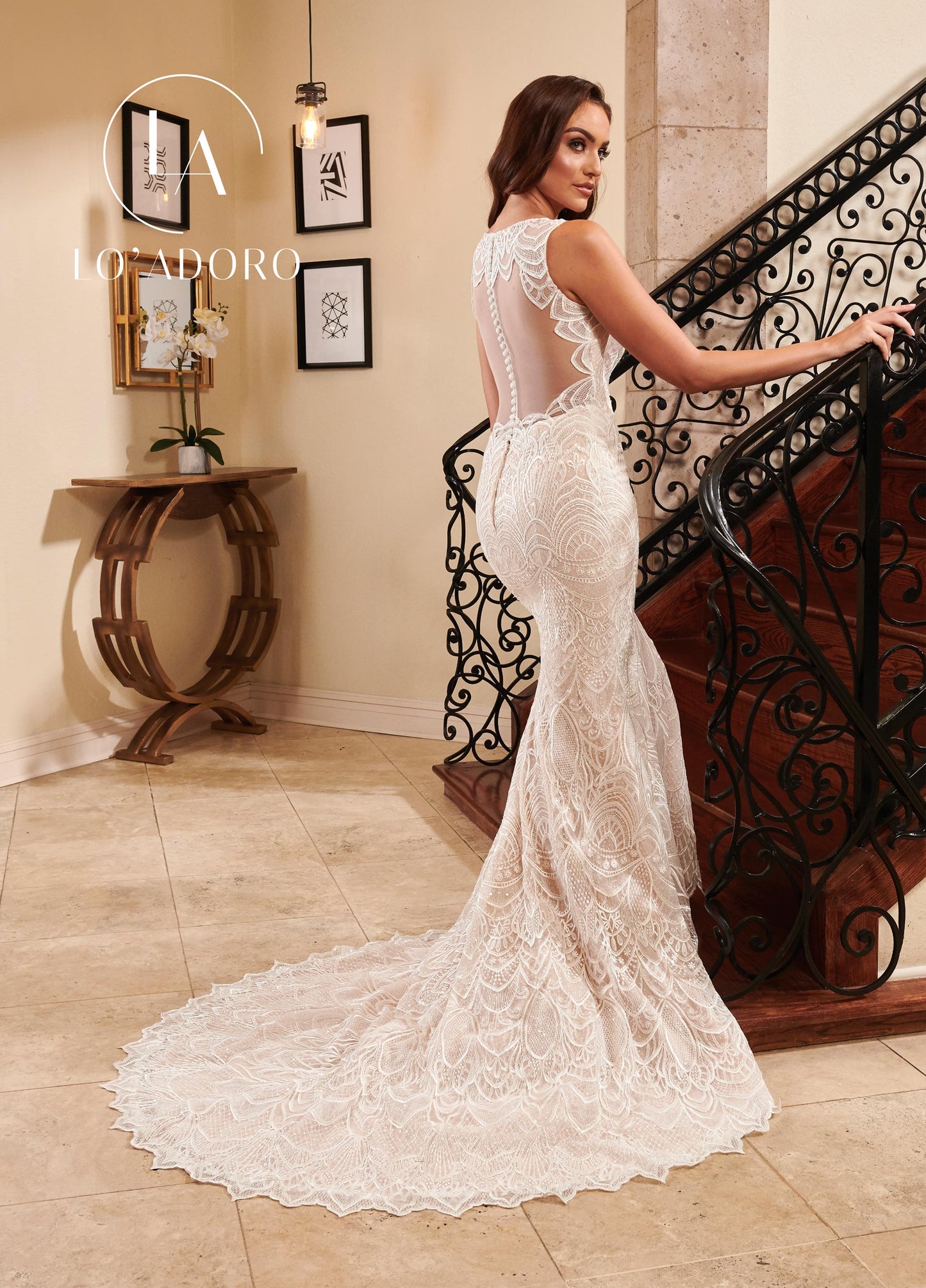 Neckline Mermaid Lo' Adoro Bridal In Ivory Nude Color Rachel Allan