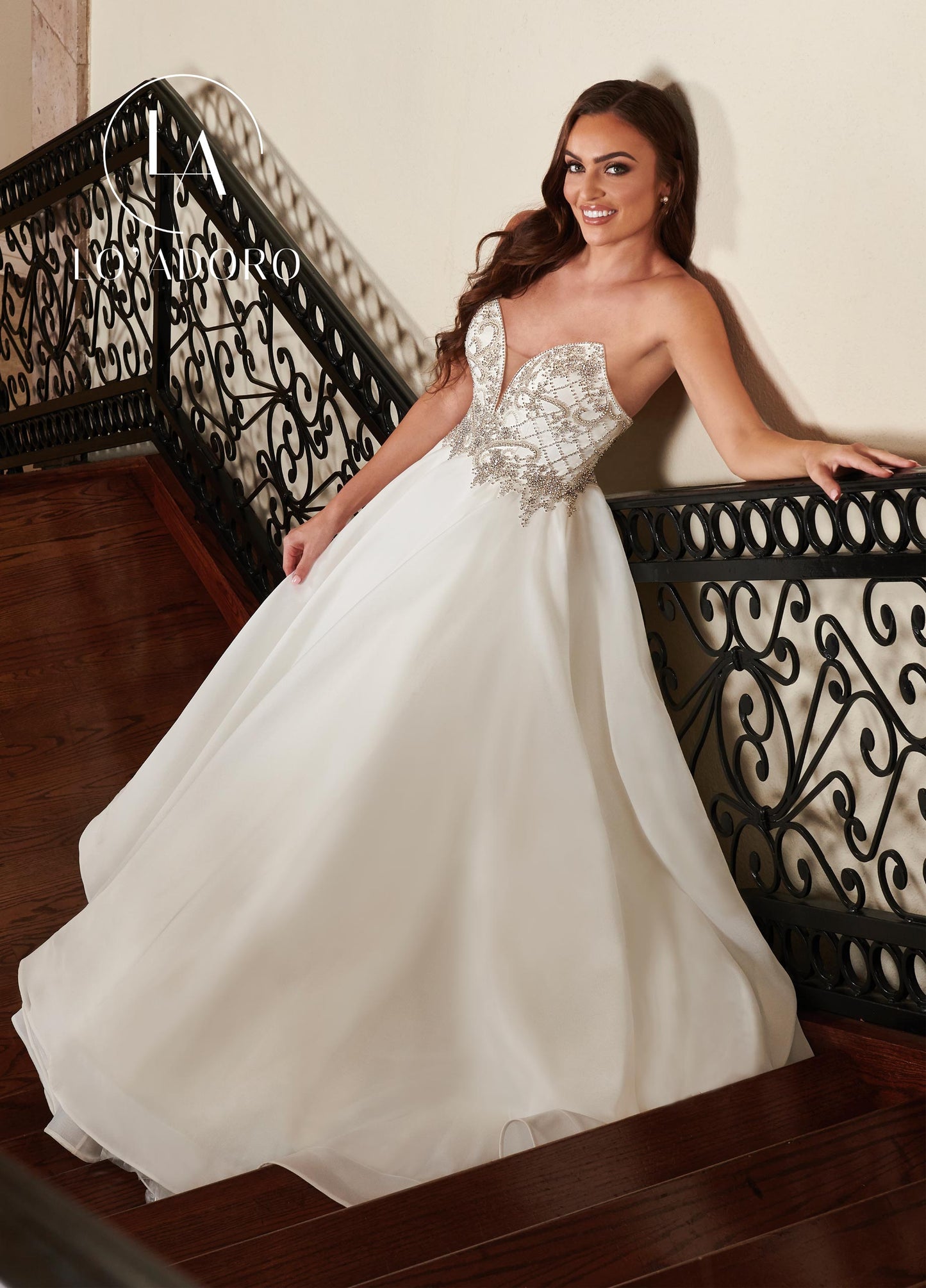 Heart A-line Lo' Adoro Bridal In Ivory Silver Color Rachel Allan