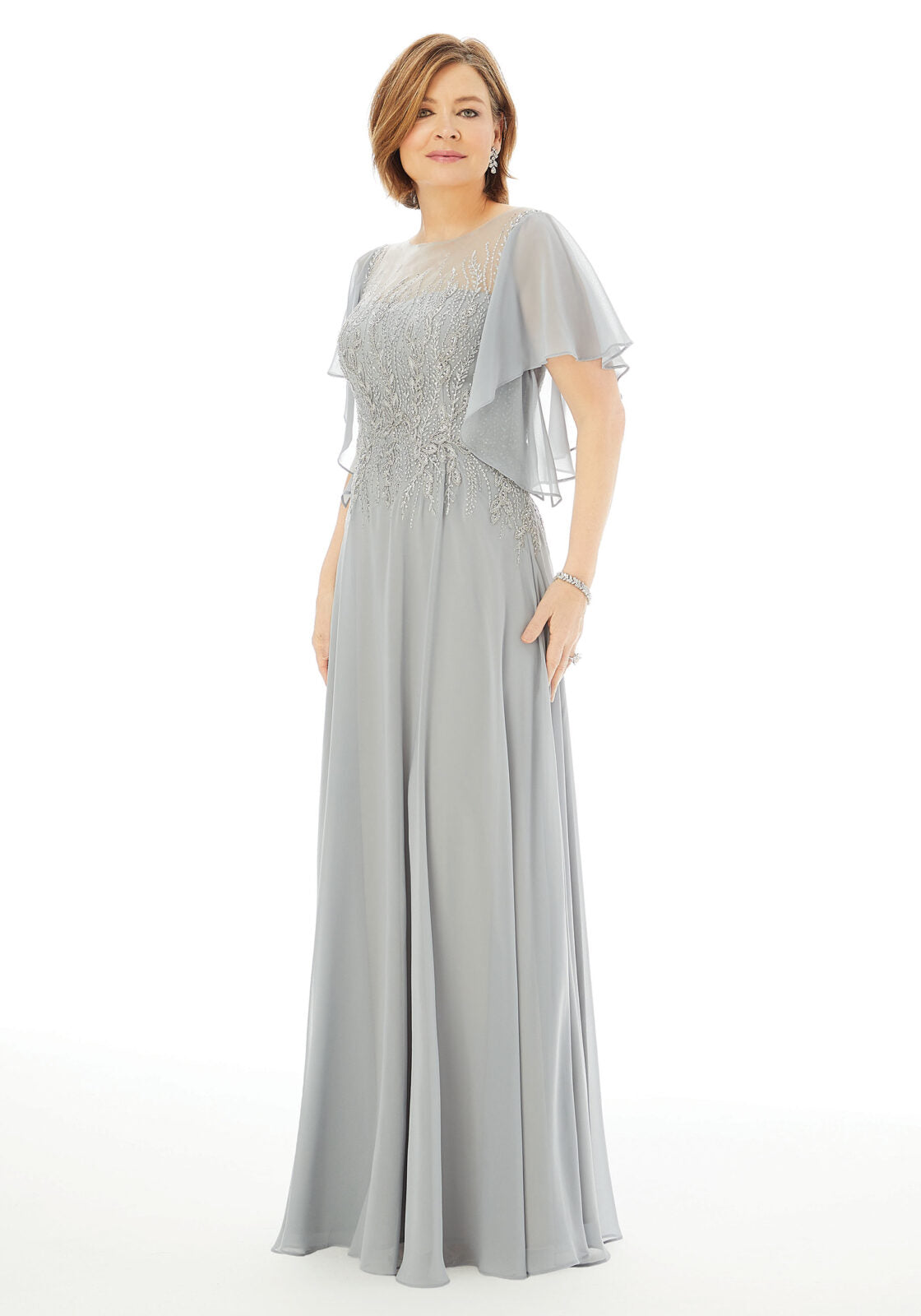 A-line Evening Dress With Beading And Embroidery In Chiffon Morilee