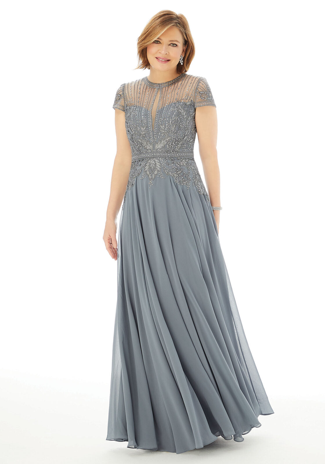 A-line Evening Gown With Embroidery And Beading On Chiffon Morilee