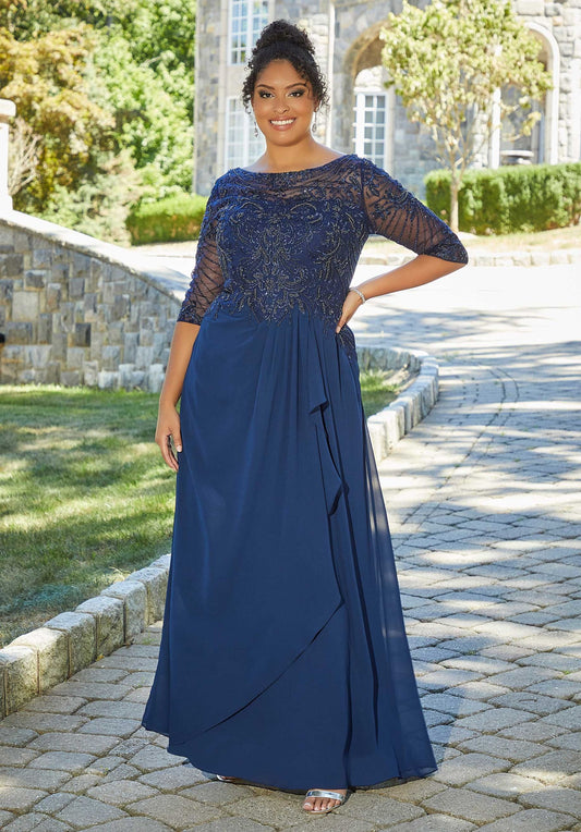 A-line Evening Gown With Beaded Embroidered Bodice Morilee