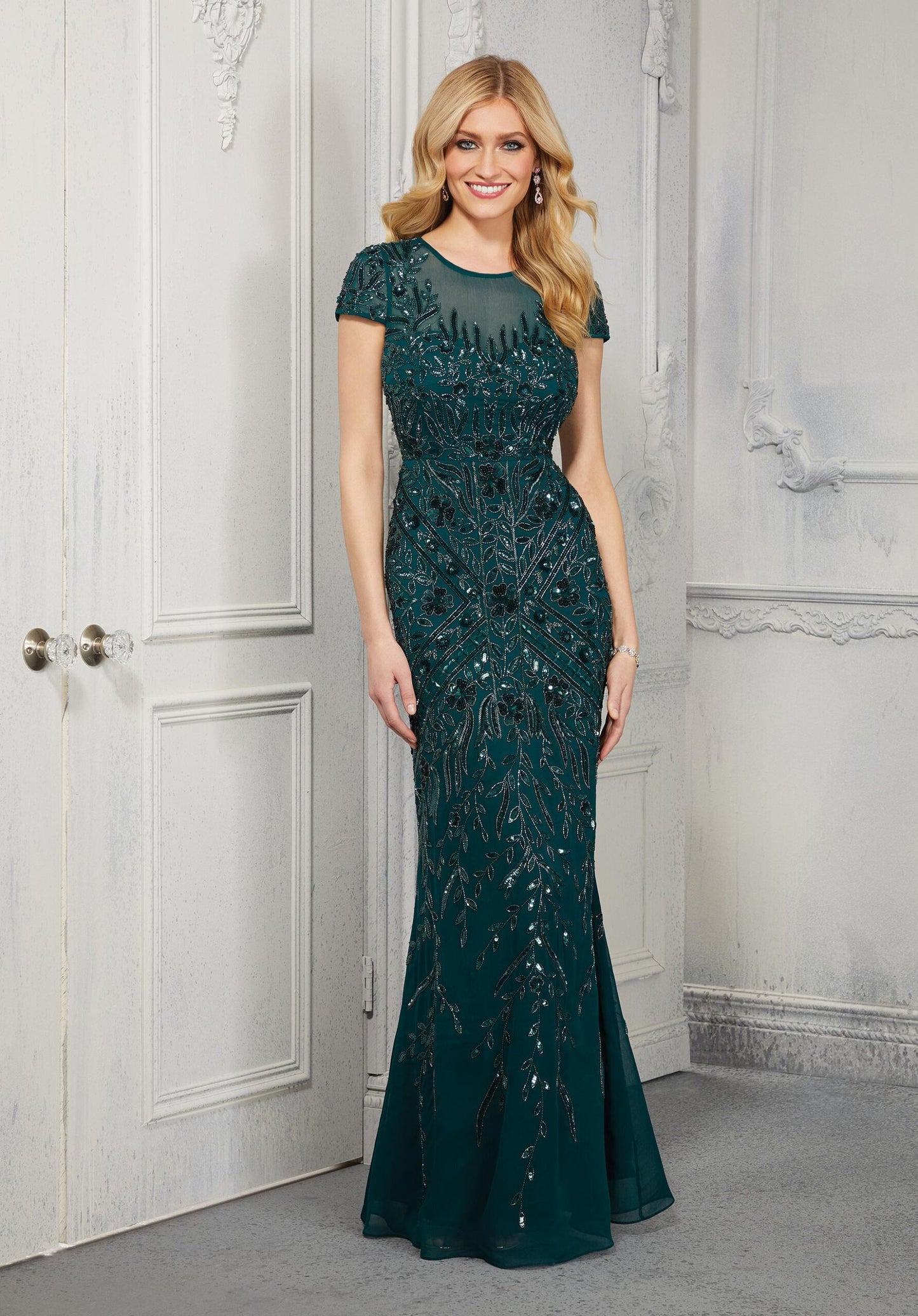 Sheath Allover Beaded Evening Gown Morilee