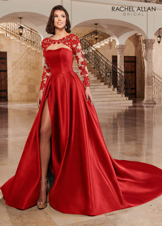 Less A-line Lo' Adoro Bridal In Red Nude Color Rachel Allan