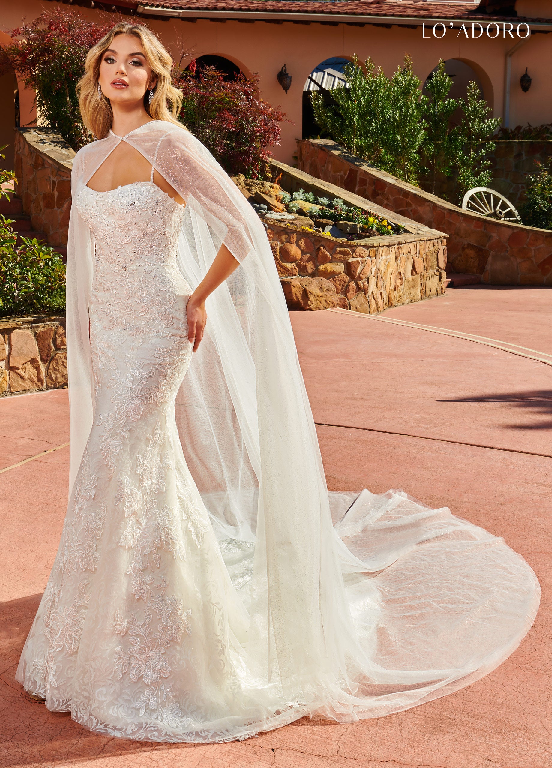 Neck Fitted Long Lo' Adoro Bridal In Ivory Color Rachel Allan