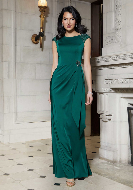 Fitted Stretch Crepe Evening Dress With Beading Morilee