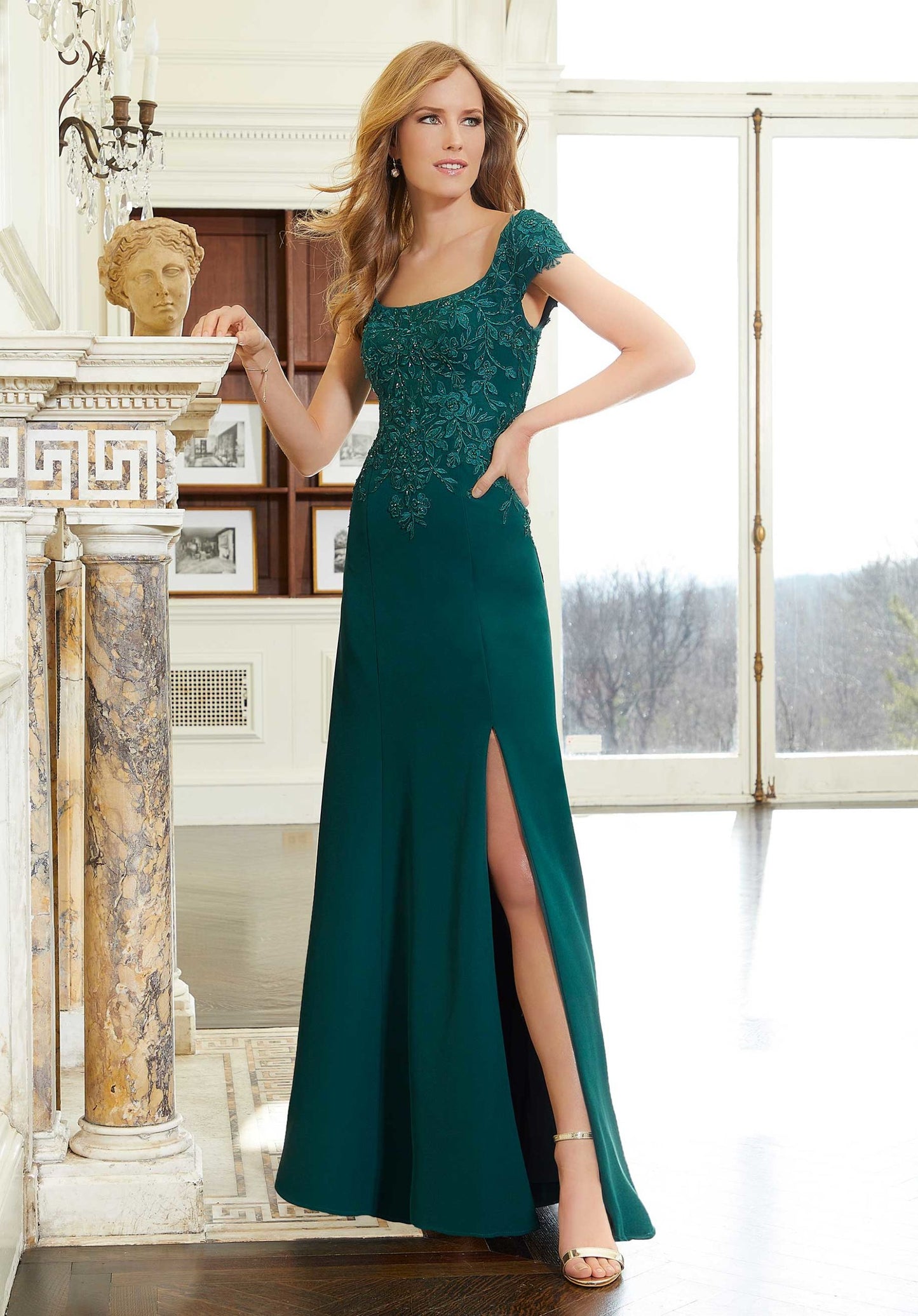 Square Neck Jersey Evening Gown Morilee