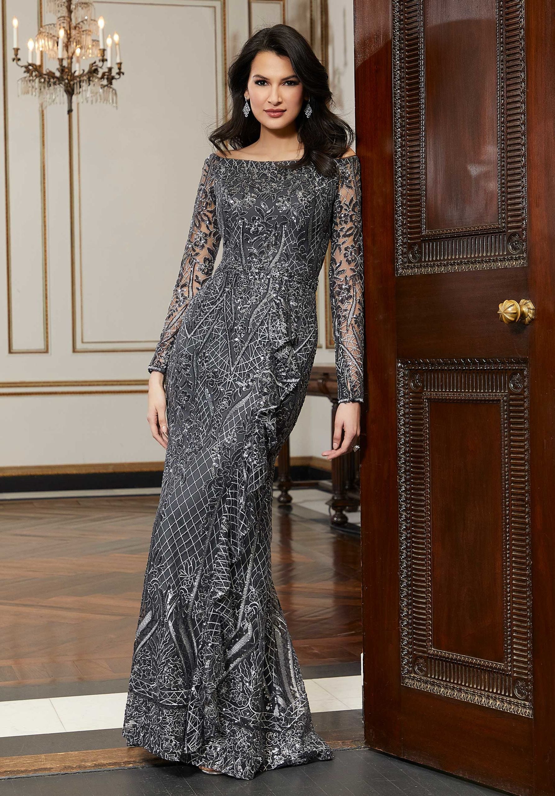 Allover Sequin Lace Evening Gown Morilee
