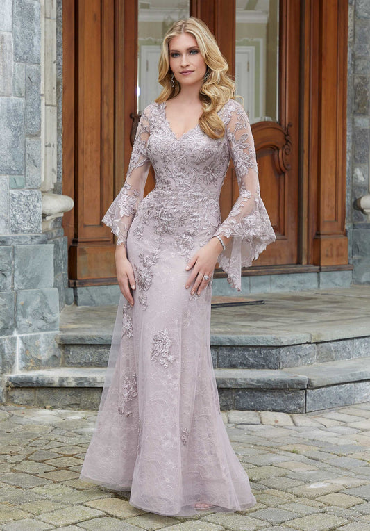 Sequin Embroidered Chantilly Lace Evening Gown Morilee